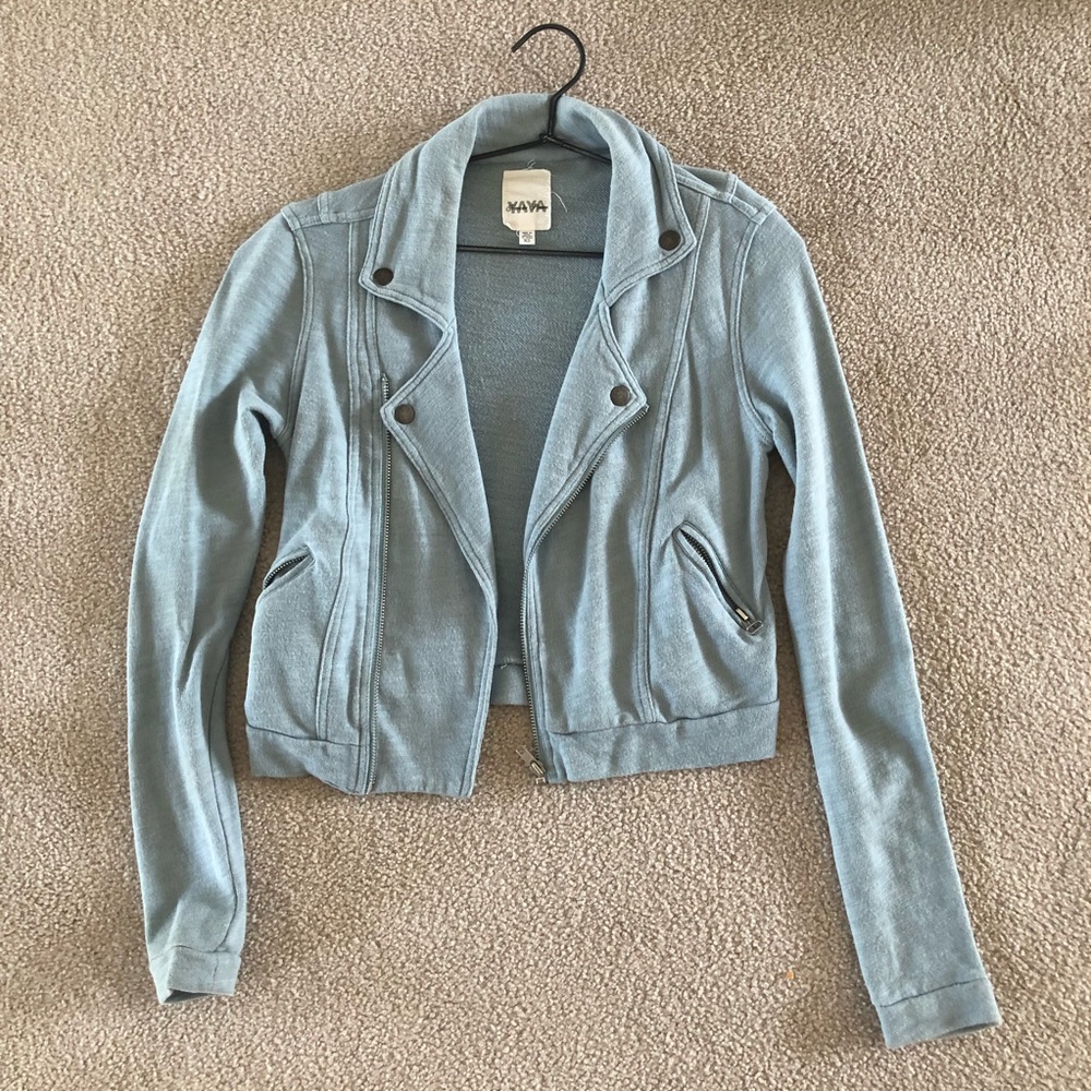 Light blue moto jacket
